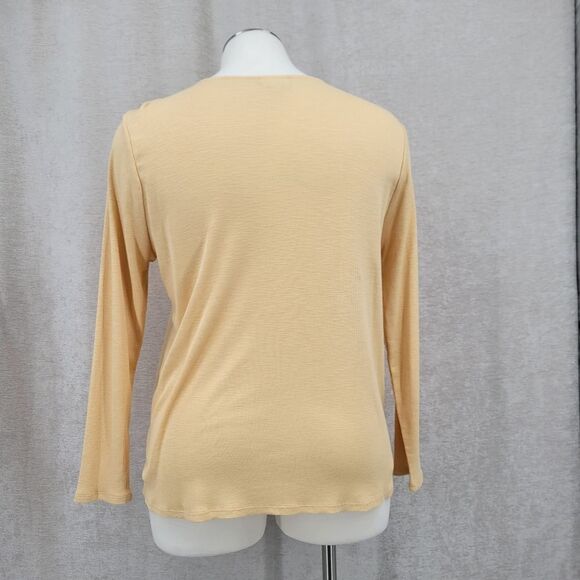 J. Jill Butter Yellow Henley Top Long Sleeve Tee T-shirt Pima Cotton Women's XL - Picture 7 of 12